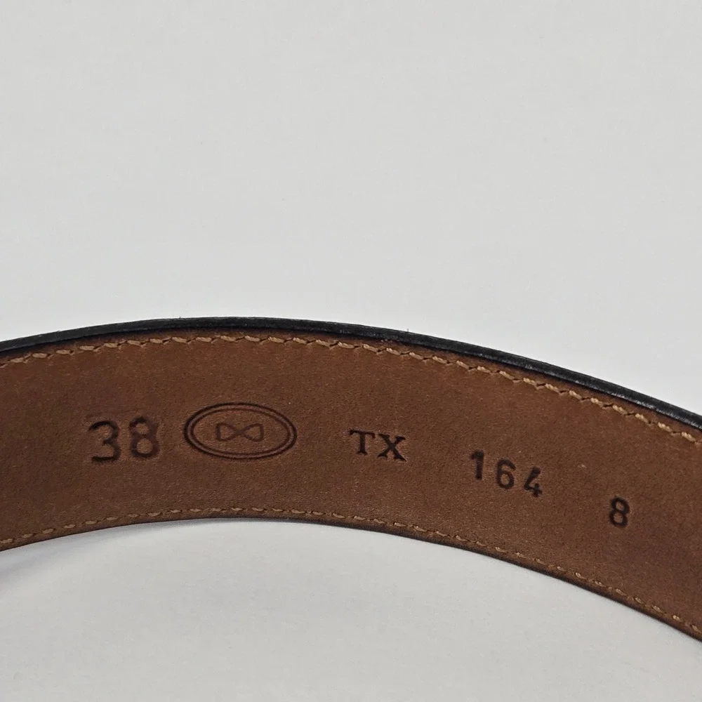 Trafalgar Mens Campo Calf Leather Belt 38 Brown Gold Buckle Handmade TX 164 8